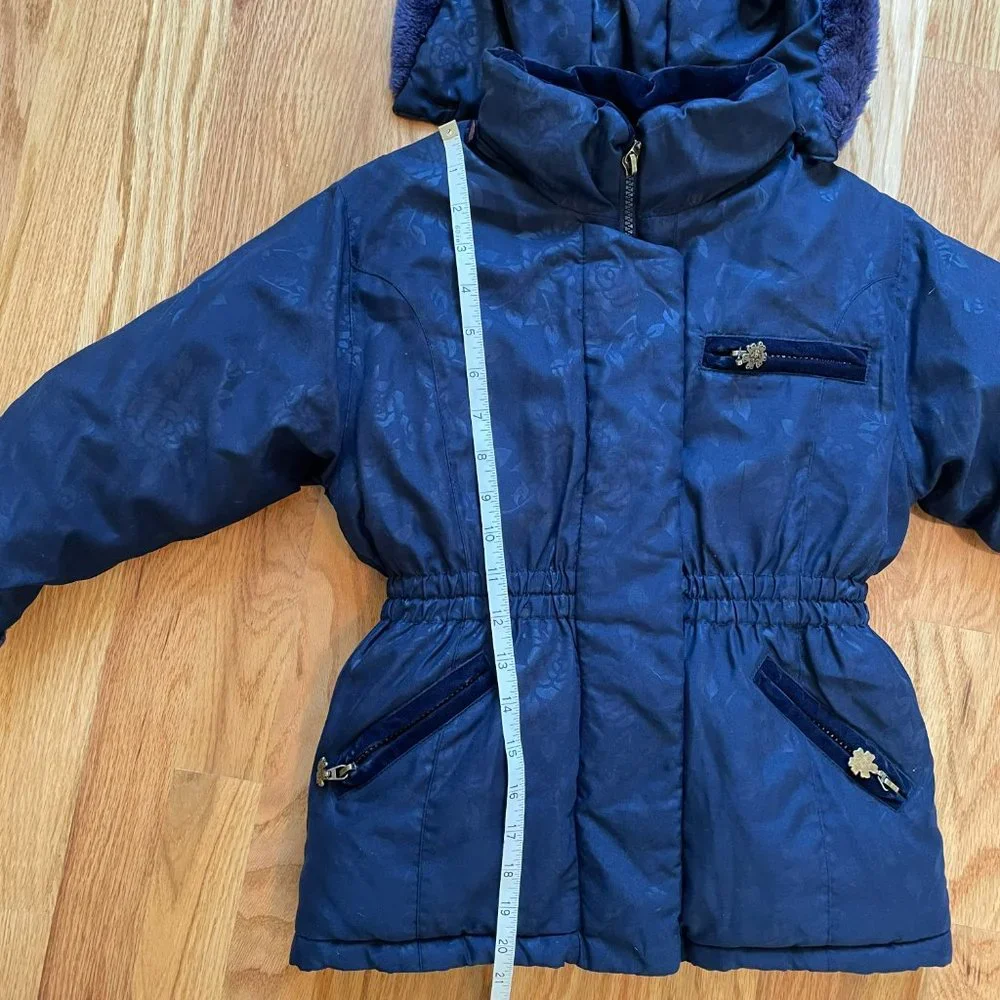 Rothschild Hooded Winter Coat/Jacket Snowflake Pattern Blue Girls Size L (4)